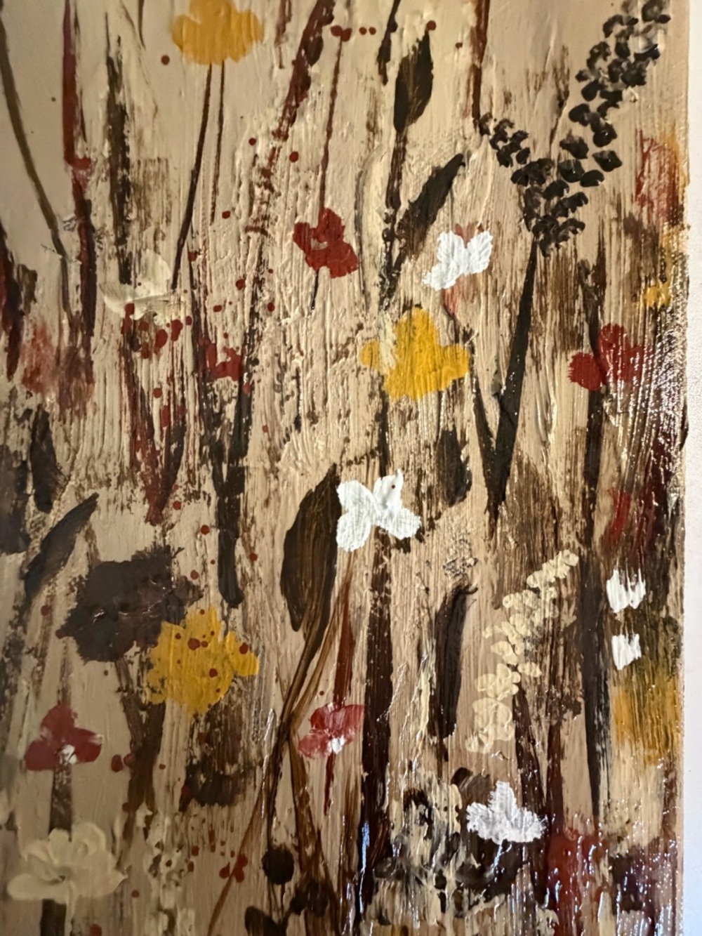 Original Artwork Acrylic’s On Canvas Neutral Floral Meadow Wall Art 12x24" - Picture 8 of 15